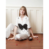 Black and white polka dot printed pajamas｜Suitable for all seasons