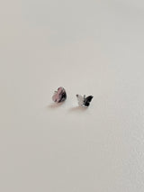 Glitter butterfly heart piercing / 3 colors / 2 option 