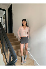 Gray Slimming Mini Pants Skirt