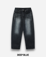 Curved brush denim pants
