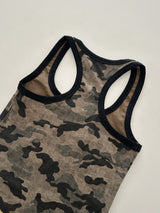 Camo retro U-neck sleeveless T-shirt