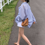 [BELLIDE MADE/Blocked sunlight] フェアリーサーチャーオーバーサイズフィットストライプシャツ