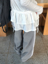 Pilfer Lace Brushed Banding Wide Pants