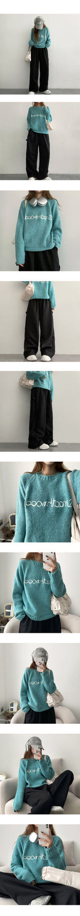 RENNO Semi-Crop Round Knitwear