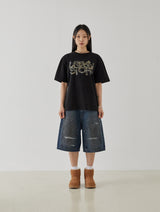 Double Knee Bermuda Pants (Dirty Blue)