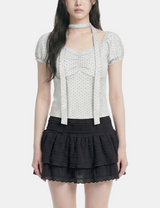 Laura Dot Shirred Short Sleeve T-shirt