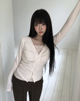 Rahel Shirring V-Neck Cardigan