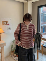 Malden Hairy Stripe Button Knit