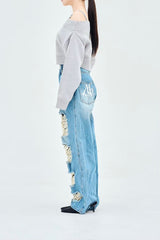 damage denim pants