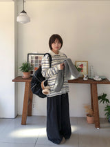 Kentally Stripe Collar Over Wool Knit