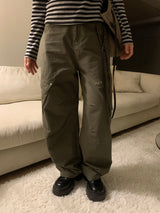 Rover Flap Pocket Back Banding ワイドカーゴロングパンツ (2 Colors)