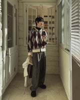 Sloped Wool One-Tuck Wide Slacks