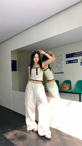 Center ribbon slit sleeveless top