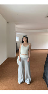 Wide banding lace bootcut pants