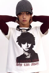 Unisex Human Print Crop T-shirt (White)