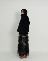 Rachel Two-Belt Detail Short Length Fur Jacket (Lining Quilted)