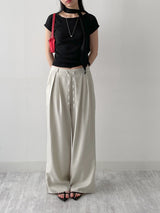 プリーツタイネックショートスリーブTシャツ