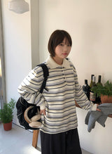 Kentally Stripe Collar Over Wool Knit