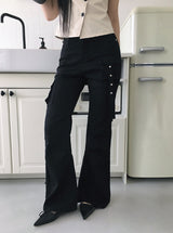 Chuser Cargo Strap Pintuck Bootcut Pants