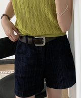 Marlo Linen Raw Denim 3/4-Length Shorts 1 Color