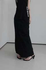 back slash denim long skirt