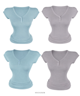 Zoey Vivid Button Top (6color)