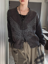 Riggle Washed V-Neck Knit Cardigan