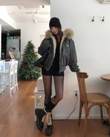 Trisher Raccoon Fur Cut-Out Padded Jumper