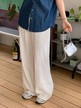 Summer Ivory Loose Cotton Wide Pants (3color)