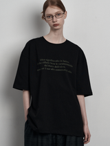 [mnem] olive print oversized t-shirt (black)