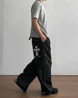 Cross Printing Denim Pants