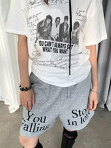 レタリングバンドルーズフィットショートスリーブtシャツ