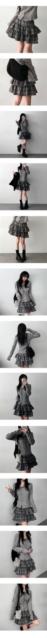 Totsu checkered cancan mini skirt
