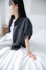 roll-up sleeve check half shirt(2colors)