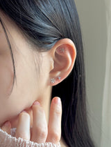 [4-Set] Pearl Flower Piercing Set / 2 Colors / Cubic Mini Pearl Spring Pink Daily Simple