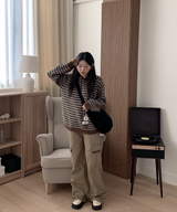Milk Stripe Dangara Striped Hooded Knitwear