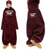 Wide corduroy mink napping pants