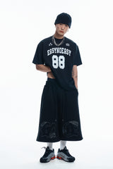 88 フットボール半袖Tシャツ- BLACK