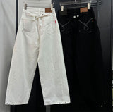 [Unisex] バックストラップワイドデニムパンツ(2color)
