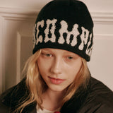 PomPom Logo Jacquard Beanie (Black)
