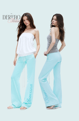 Mint lettering long good fit casual pants 