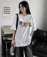ゴールドフォントオーバーフィットTシャツ - 4COLOR