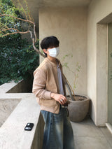 Brick Suede Sleeve Knit Jacket 2C
