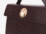 LAZEL CROC フラップトートレザーバッグ / Wani Burgundy