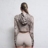 Cowl Neck Cropped Hooded Top [Beige]