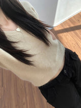 V-neck short-sleeved knitwear (3 colors)