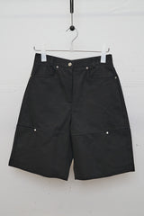 Relaxed Multi-Pocket Bermuda Shorts (Black)