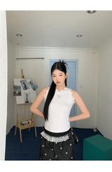 cat lace bow sleeveless tee