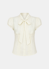 Nadine Tie Neck Puff Blouse