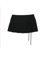 Lined ribbon pleats skirt / black
